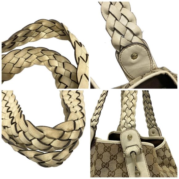 Auth GUCCI GG Pattern, Horse Bit 162900 Dark Brown Beige Cream Jacquard Leather - Picture 16 of 16